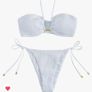 SweatyRocks Women's 2 Piece Bathing Suit Ribbed Tie Side Halter Bikini Swimsuit